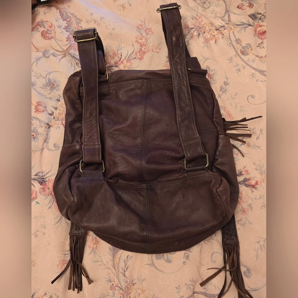 Vintage Latico Brown Leather Backpack Bag Purse With Tassels - Picture 6 of 13